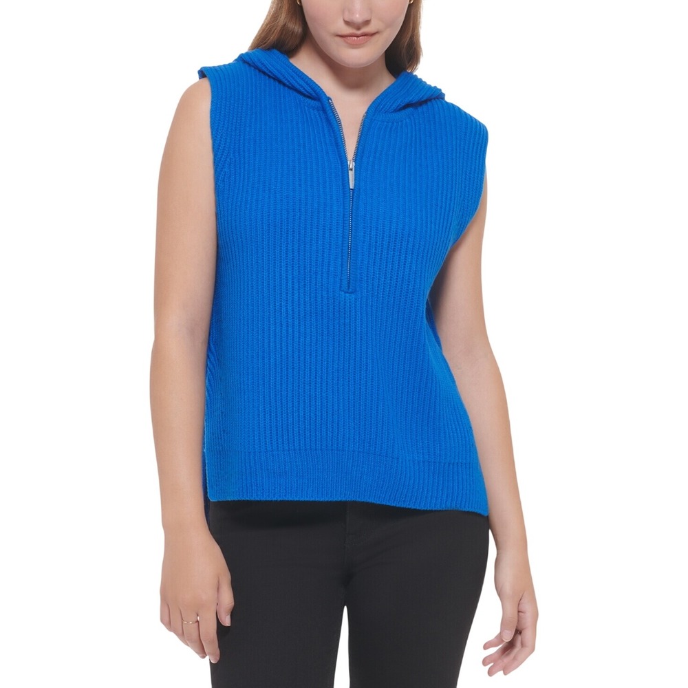 489. Calvin Klein Jeans Women's Ribbed Sleeveless Top - Blue Size Large